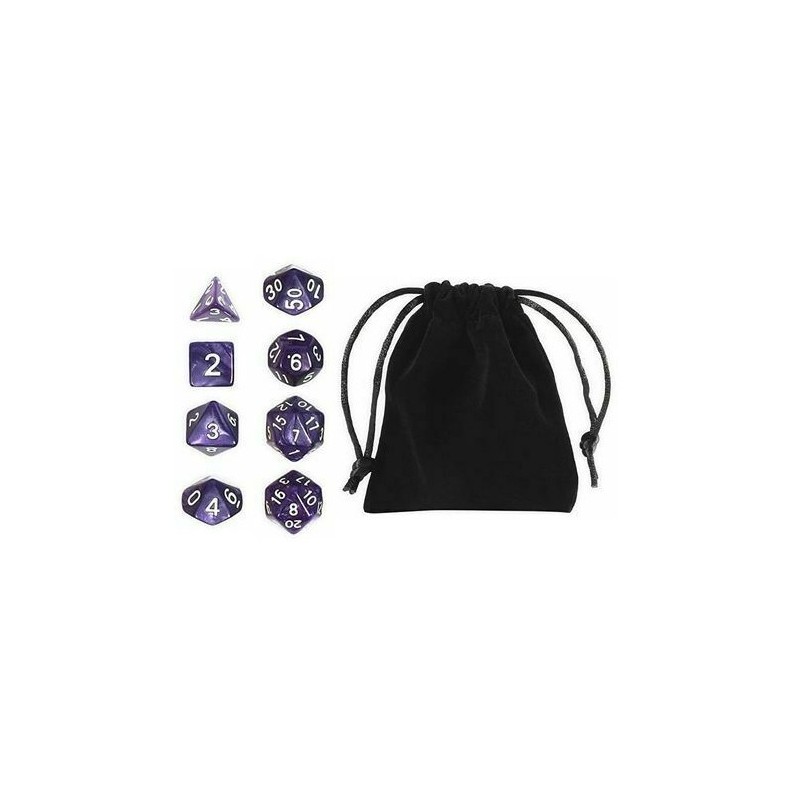 Polyhedral Dice Set (8) w/ Personal Dice bag 6A FRONTLINE GAMES