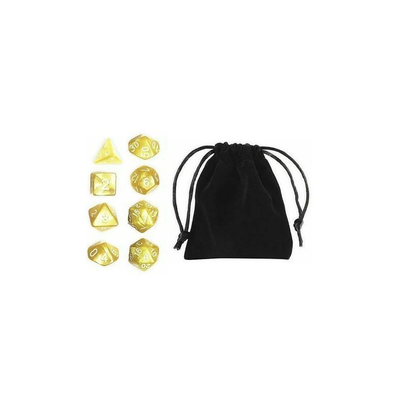 Polyhedral Dice Set (8) w/ Personal Dice bag 9A FRONTLINE GAMES