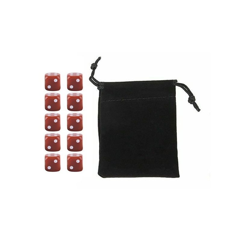 Coffee Six-sided Dice Set (10) w/ Personal Dice bag FRONTLINE GAMES