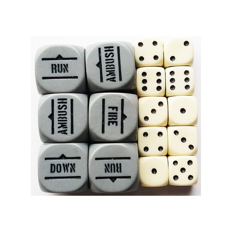 GREY ORDER DICE & D6s SET BOLT ACTION (16) WWII WARLORD GAMES