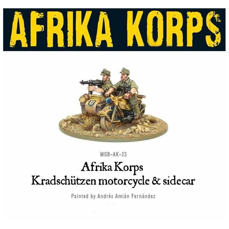 Afrika Korps Kradschutzen motorcycle and sidecar 28mm WWII WARLORD GAMES